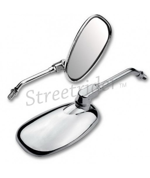 SPECCHIETTI TONDI IN NERO/CROMO CON ATTACCO AL MANUBRIO DA 7/8" - 22 MM.PER MOTO E SCOOTER 