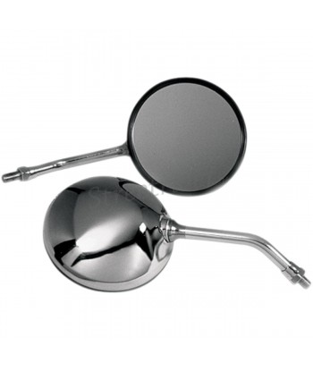REARVIEW MIRROR CHROME CLASSIC MOTORCYCLE HOMOLOGATED ROUND SHORT SHANK