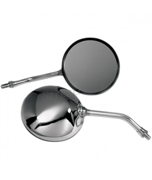 REARVIEW MIRROR CHROME CLASSIC MOTORCYCLE HOMOLOGATED ROUND SHORT SHANK