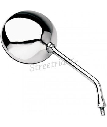 REARVIEW MIRROR CHROME CLASSIC MOTORCYCLE HOMOLOGATED ROUND LONG STEM