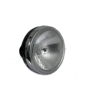 FARO FANALE ANTERIORE CROMATO/NERO CON ATTACCO LATERALE 165 MM MOTO CAFE RACER