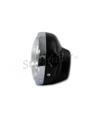 FARO FANALE ANTERIORE CROMATO/NERO CON ATTACCO LATERALE 165 MM MOTO CAFE RACER