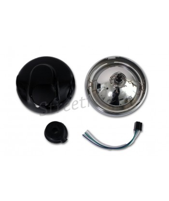 HEADLIGHT HEADLIGHT chrome/BLACK with SIDE MOUNT 165 MM BIKE CAFE RACER