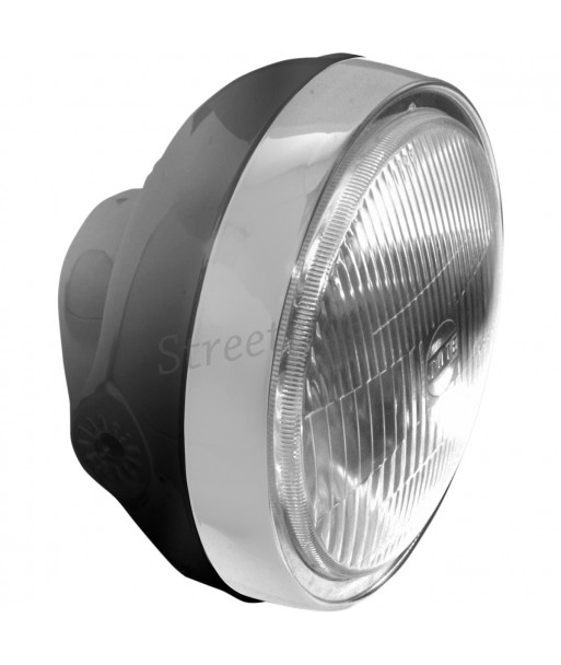HEADLIGHT HEADLIGHT chrome/BLACK with SIDE MOUNT 165 MM BIKE CAFE RACER