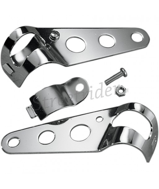 CHROMED STEEL FORK SIDE SUPPORTS FOR HEADLIGHT BIKE CAFE RACER