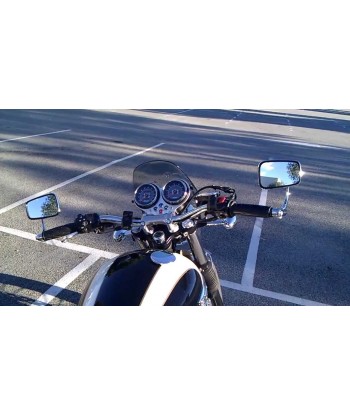 SPECCHIETTI TONDI IN NERO/CROMO CON ATTACCO AL MANUBRIO DA 7/8" - 22 MM.PER MOTO E SCOOTER 