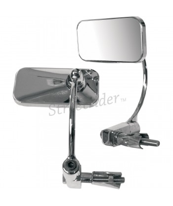 RECTANGULAR CHROME REARVIEW MIRROR FOR HANDLEBAR CAFÉ RACER