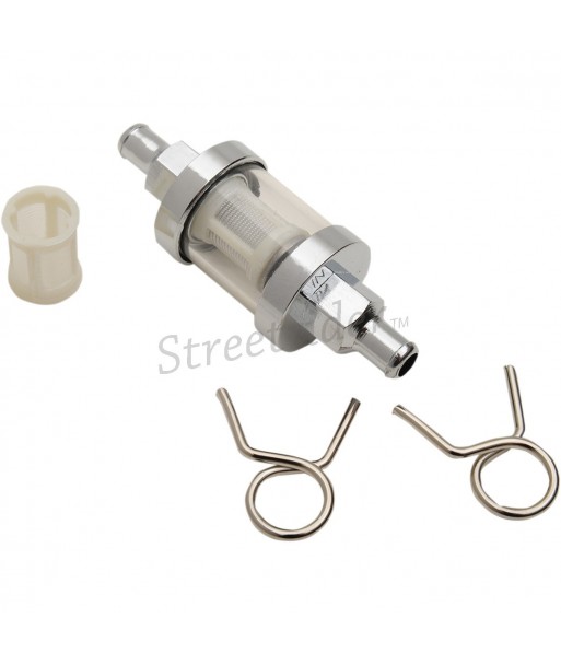 GASOLINE FUEL FILTER 5/16 "UNIVERSAL MOTORCYCLE CHROME CAFE RACER