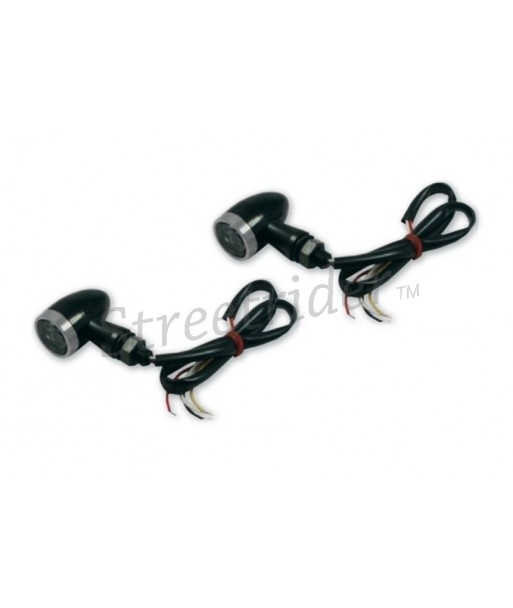 INDICATORI DIREZIONE FRECCE IN ALLUMINIO NERE A LED ANELLO SILVER PER MOTO