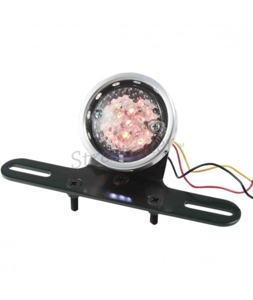 FANALE POSTERIORE TONDO NERO/ARGENTO A LED PER MOTO CAFE RACER