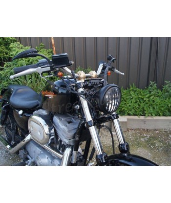 PHARE AVANT EN ALUMINIUM EU APPROUVEE NOIR MAT PRISON 5,9" 150 MM POUR CAFE RACER MOTO