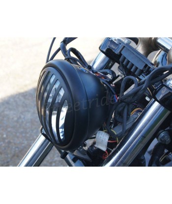 PHARE AVANT EN ALUMINIUM EU APPROUVEE NOIR MAT PRISON 5,9" 150 MM POUR CAFE RACER MOTO