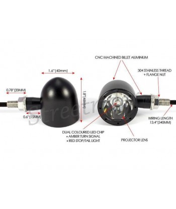 INDICATORI DI DIREZIONE FRECCE NERE CREE LED PER MOTO CAFE RACER SCRAMBLER