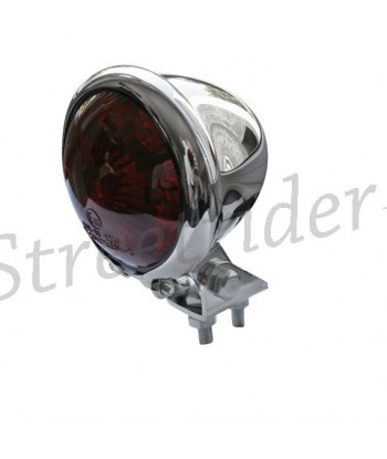 LED TAIL LIGHT BATES 2 STYLE CHROME RED LENS FOR MOTORCYCLE VINTAGE CAFE RACER