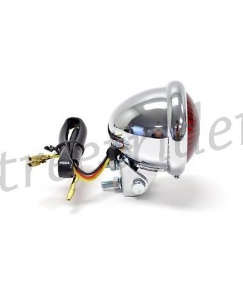 LED TAIL LIGHT BATES 2 STYLE CHROME RED LENS FOR MOTORCYCLE VINTAGE CAFE RACER