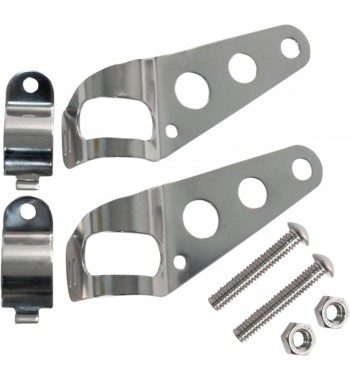 STAFFE DI SUPPORTO RETRO KIT CROMATE 35-42 MM PER FARI CENTRALI MOTO CAFE RACER