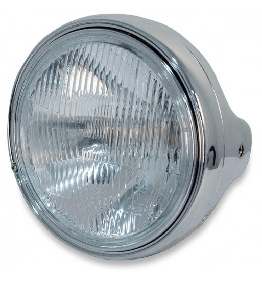 HEADLIGHT CHROME WITH SIDE MOUNT 7" 180 MM FOR CAFE RACER MOTORCYCLE