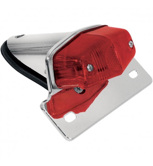 TAIL LIGHT LUCAS STYLE RED LENS WITH LICENSE PLATE HOLDER FOR MOTORCYCLE VINTAGE CAFE RACER