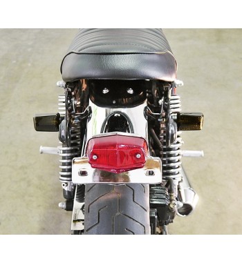 TAIL LIGHT LUCAS STYLE RED LENS WITH LICENSE PLATE HOLDER FOR MOTORCYCLE VINTAGE CAFE RACER