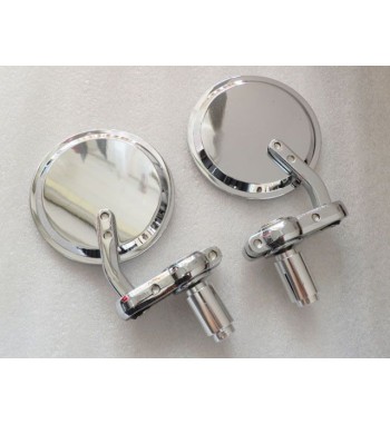 SPECCHIETTI 3" TONDI IN ALLUMINIO CROMATO CLAMP-ON PER MANUBRIO DA 7/8" - 22 MM MOTO CAFE RACER