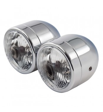 HEADLIGHT CHROME TWIN DULL EU APPROVED 218 MM FOR CAFE RACER MOTORCYCLE