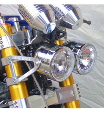 SCHEINWERFER DOPPEL EU GENEMIGHT VERCHROMT 218 MM FÜR CAFE RACER MOTORRAD