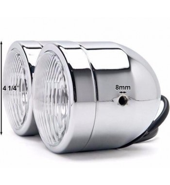 HEADLIGHT CHROME TWIN DULL EU APPROVED 218 MM FOR CAFE RACER MOTORCYCLE