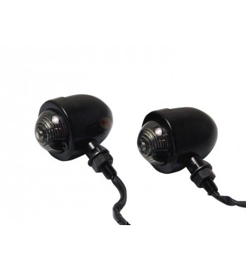 CLIGNOTANTS INDICATEURS VINTAGE MINI BULLET OLD SCHOOL NOIR POUR CAFE RACER SCRAMBLER MOTO