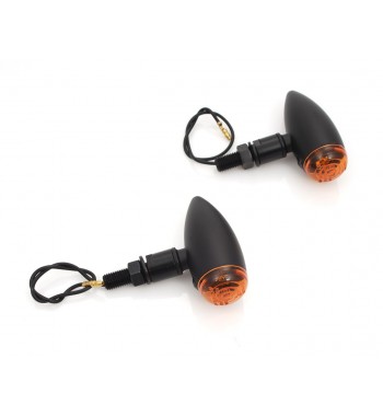 MICRO BULLET TURN SIGNALS BLACK EU APPROVED FOR CAFE RACER SCRAMBLER MOTORCYCLE