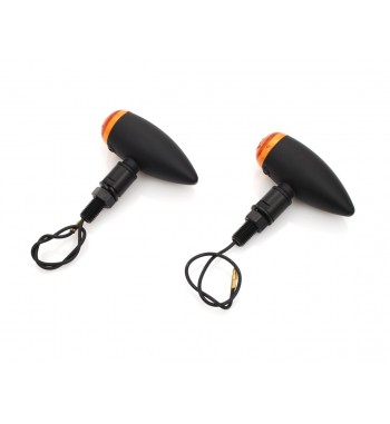 INDICATORI DI DIREZIONE FRECCE MICRO BULLET NERE OMOLOGATE PER MOTO CAFE RACER SCRAMBLER