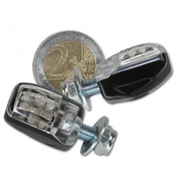 LENS TURN SIGNAL BLACK LED CLEAR EU APPROVED STYLE 2 FOR CAFE RACER MOTORCYCLE