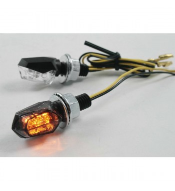 OBJEKTIV BLINKER SCHWARZE LED KLARE EU APPROVED STYLE 3 für CAFE RACER MOTORRADER