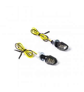 OBJEKTIV BLINKER SCHWARZE LED GERÄUCHERTES EU APPROVED STYLE 4 für CAFE RACER MOTORRADER