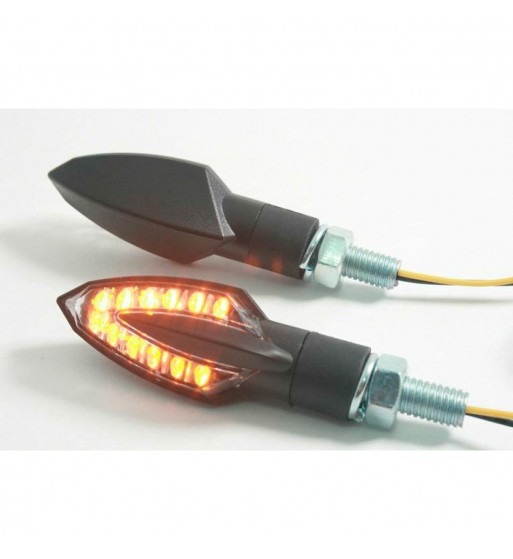 INDICATORI DI DIREZIONE FRECCE NERE A LED LUCE AMBRA STYLE 14 PER MOTO CAFE RACER