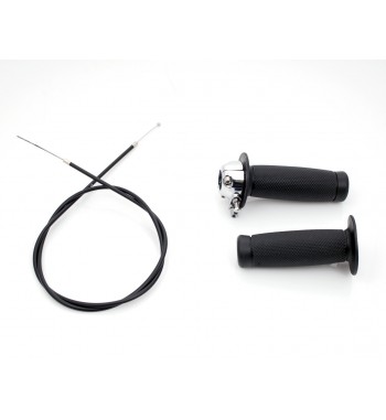 368/5000 SCHWARZE GRIFFE MIT DROSSELKONTROLLE FÜR LENKER 7/8 "22 MM CAFE RACER MOTORRAD