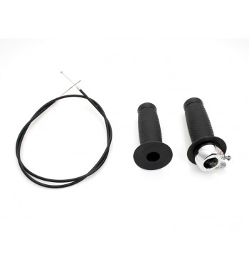 BLACK GRIPS WITH THROTTLE CONTROL FOR HANDLEBAR 7/8 "22 MM CAFE RACER MOTORCYCLE