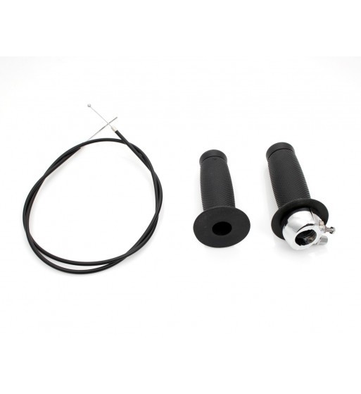 BLACK GRIPS WITH THROTTLE CONTROL FOR HANDLEBAR 7/8 "22 MM CAFE RACER MOTORCYCLE