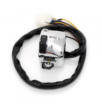 BLOCCO COMANDI VINTAGE CROMATO SINISTRO FRECCE/CLACSON/HI-LO PER MANUBRIO DA 22 MM. MOTO