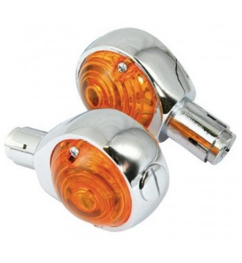 TURN SIGNALS INDICATORS BAR END CHROME CLASSIC FOR CAFE RACER SCRAMBLER MOTORCYCLE