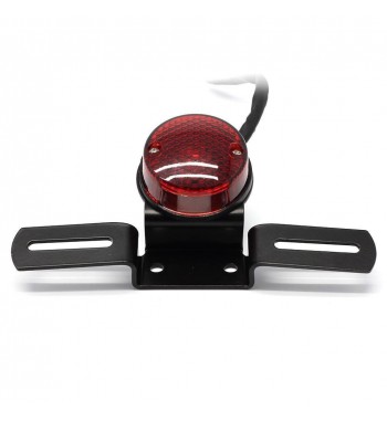 FEU ARRIÈRE ROND CLASSIC NOIR LENTILLE ROUGE LUMIÈRE POUR MOTO VINTAGE CAFE RACER
