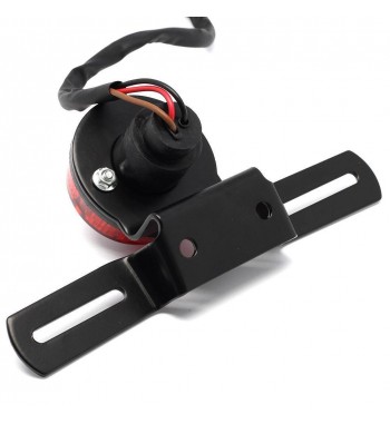 FEU ARRIÈRE ROND CLASSIC NOIR LENTILLE ROUGE LUMIÈRE POUR MOTO VINTAGE CAFE RACER