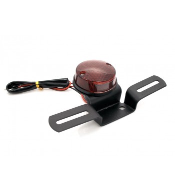 TAIL LIGHT ROUND CLASSIC BLACK RED LENS FOR MOTORCYCLE VINTAGE CAFE RACER