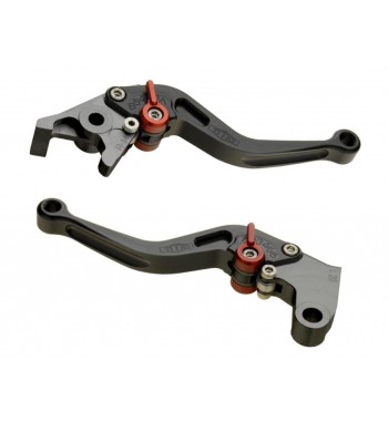 SET LEVIERS DE FREINS ET D'EMBRAYAGES TITAX RACING COURT NOIR/ROUGE POUR DUCATI SCRAMBLER 803 2015-2018