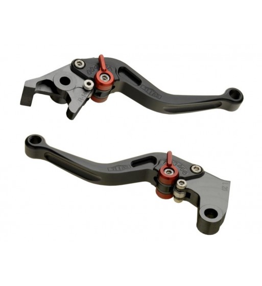 SET LEVIERS DE FREINS ET D'EMBRAYAGES TITAX RACING COURT NOIR/ROUGE POUR DUCATI SCRAMBLER 400 ABS SIXTY 2 2016-2018
