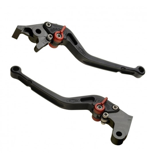 SET LEVIERS DE FREINS ET D'EMBRAYAGES TITAX RACING LONGUE NOIR/ROUGE POUR DUCATI SCRAMBLER 803 2015-2018