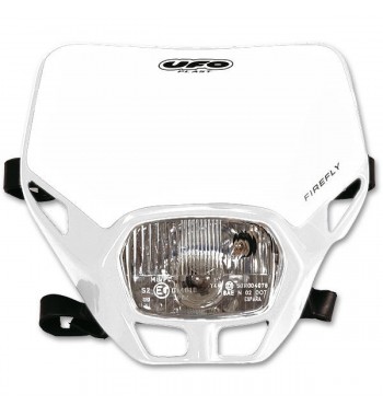 FRONT SINGLE HEADLIGHT WHITE MASK COMPLETE UFO FIRE-FLY FOR ENDURO MOTORCYCLE