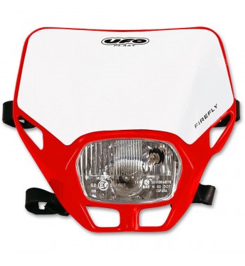 FRONT SINGLE HEADLIGHT RED MASK COMPLETE UFO FIRE-FLY FOR ENDURO MOTORCYCLE