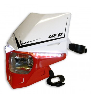 FRONT HEADLIGHT WHITE/CRF-RED MASK COMPLETE UFO STEALTH FOR ENDURO MOTORCYCLE