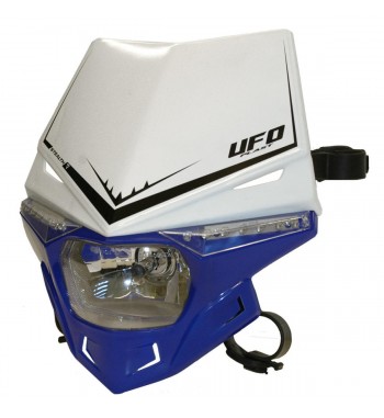 FRONT HEADLIGHT WHITE/REFLEX-BLUE MASK COMPLETE UFO STEALTH FOR ENDURO MOTORCYCLE