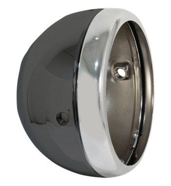 KÖRPERABDECKUNG SCHEINWERFER 145 MM SCHWARZ/CHROM SEITENMONTAGE FÜR CAFE RACER MOTORRAD